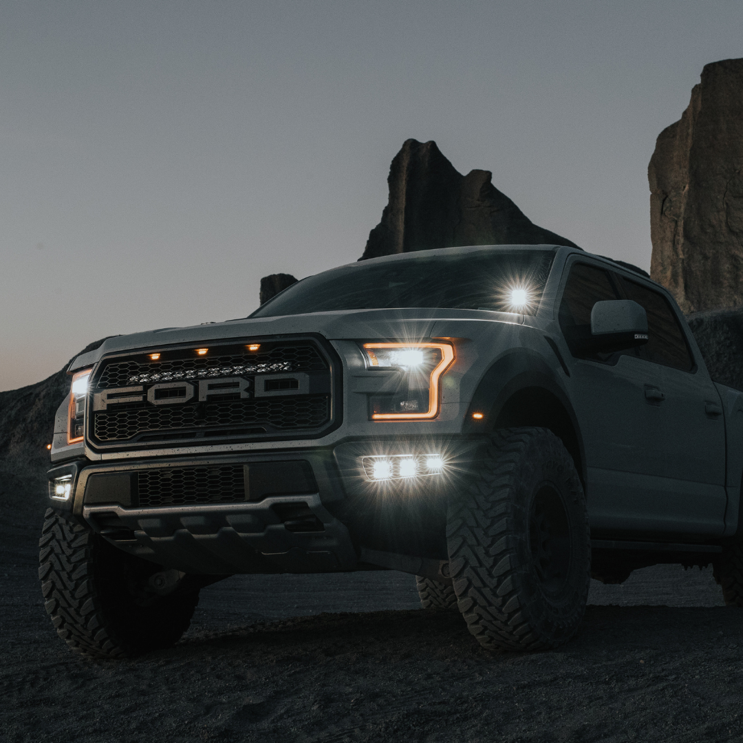 ford raptor with heretic led fog lights