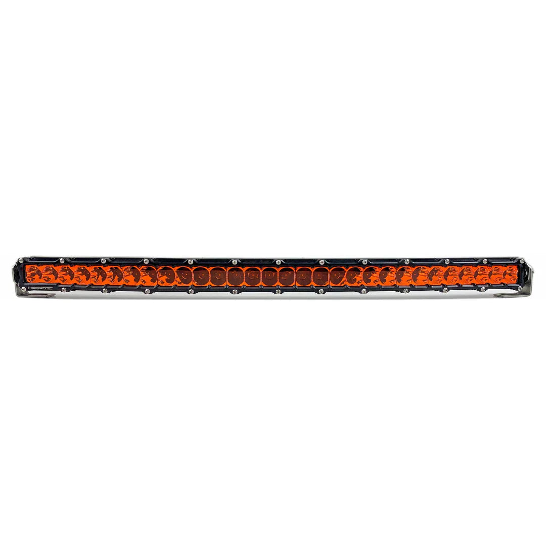 curved 40 inch led light bar in amber on white background