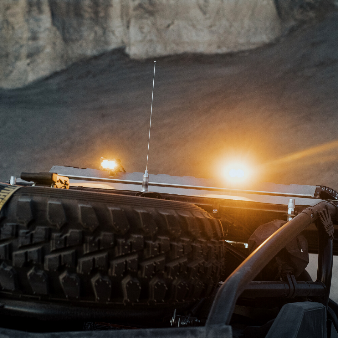 heretics ba-2 pod light mounted as a chase light on a can-am maverick