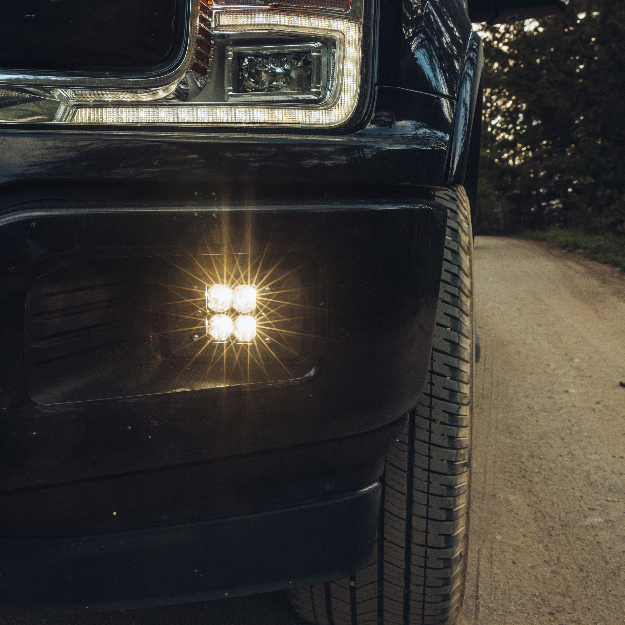 led fog light kit mounted on a ford f150