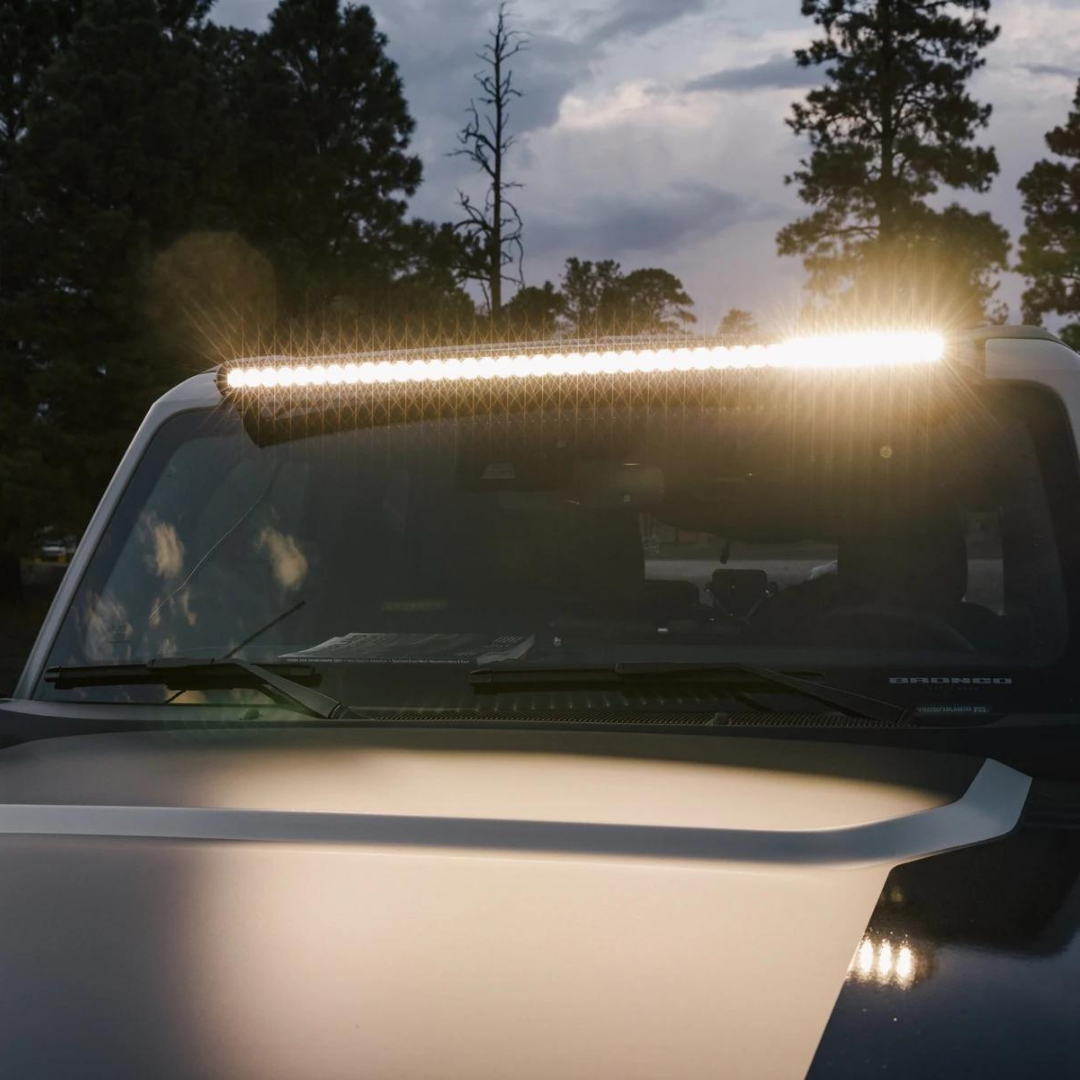 heretics 40 inch led roof mount kit on a ford bronco