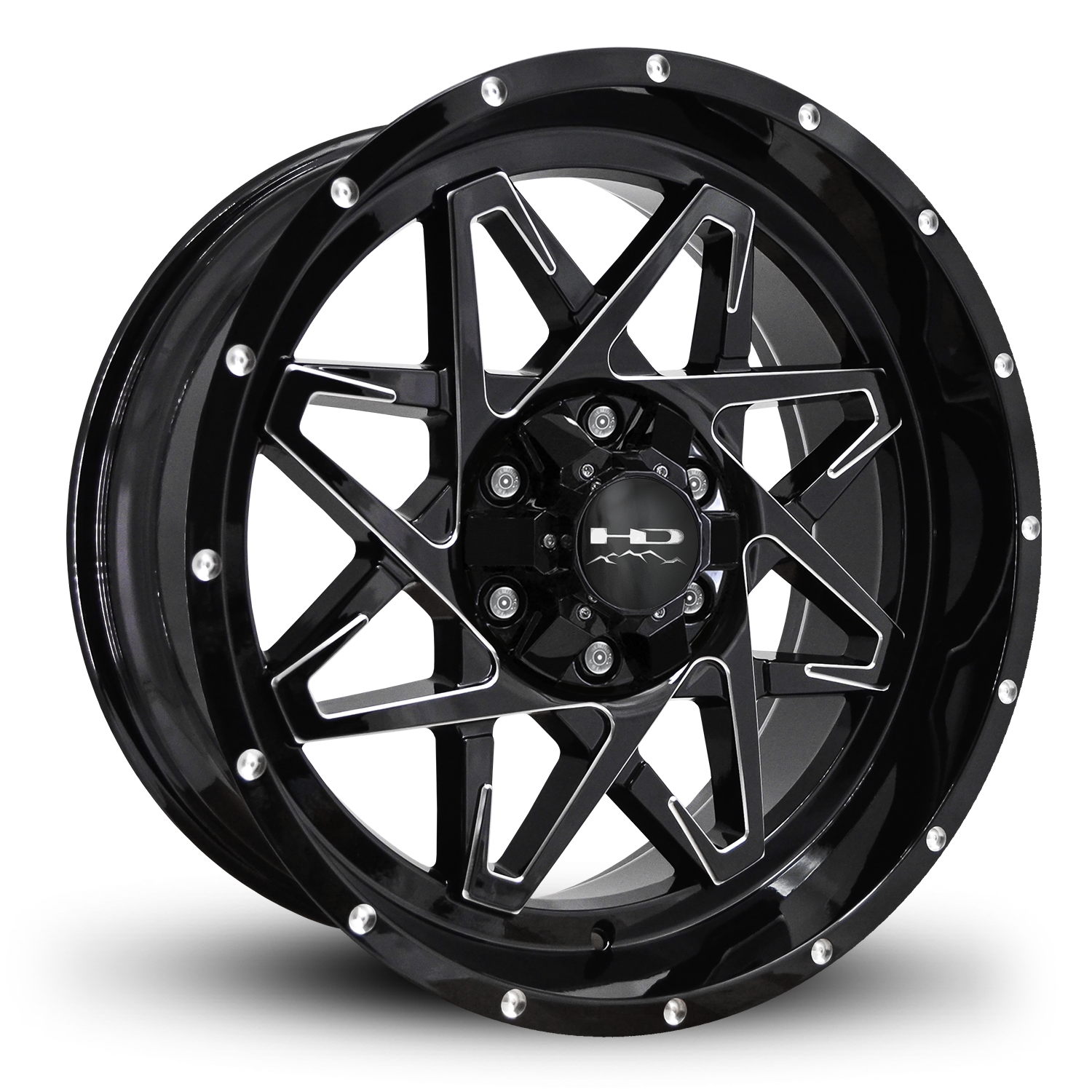 HD Offroad Caliber 20x9 -10 6x135/6x139.7mm 106.2mm Gloss Black/Milled Edge