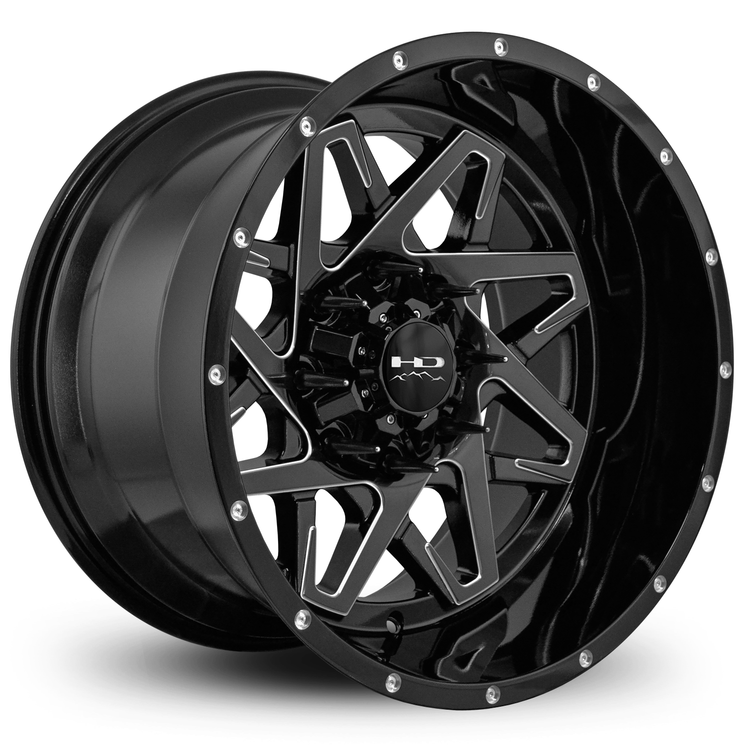 HD Offroad Caliber 20x12 -50 8x180mm 106.2mm Gloss Black/Milled Edge