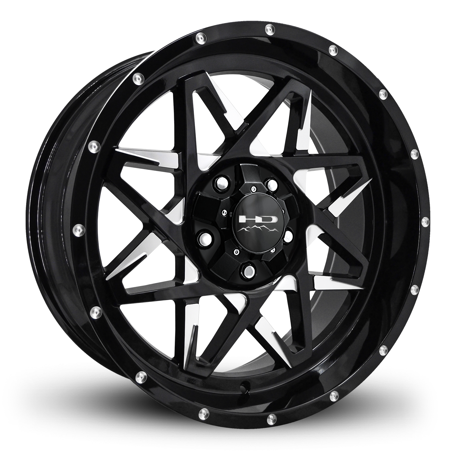 HD Offroad Caliber 20x9 +0 5x127/5x139.7mm 106.2mm Gloss Black/Milled Face