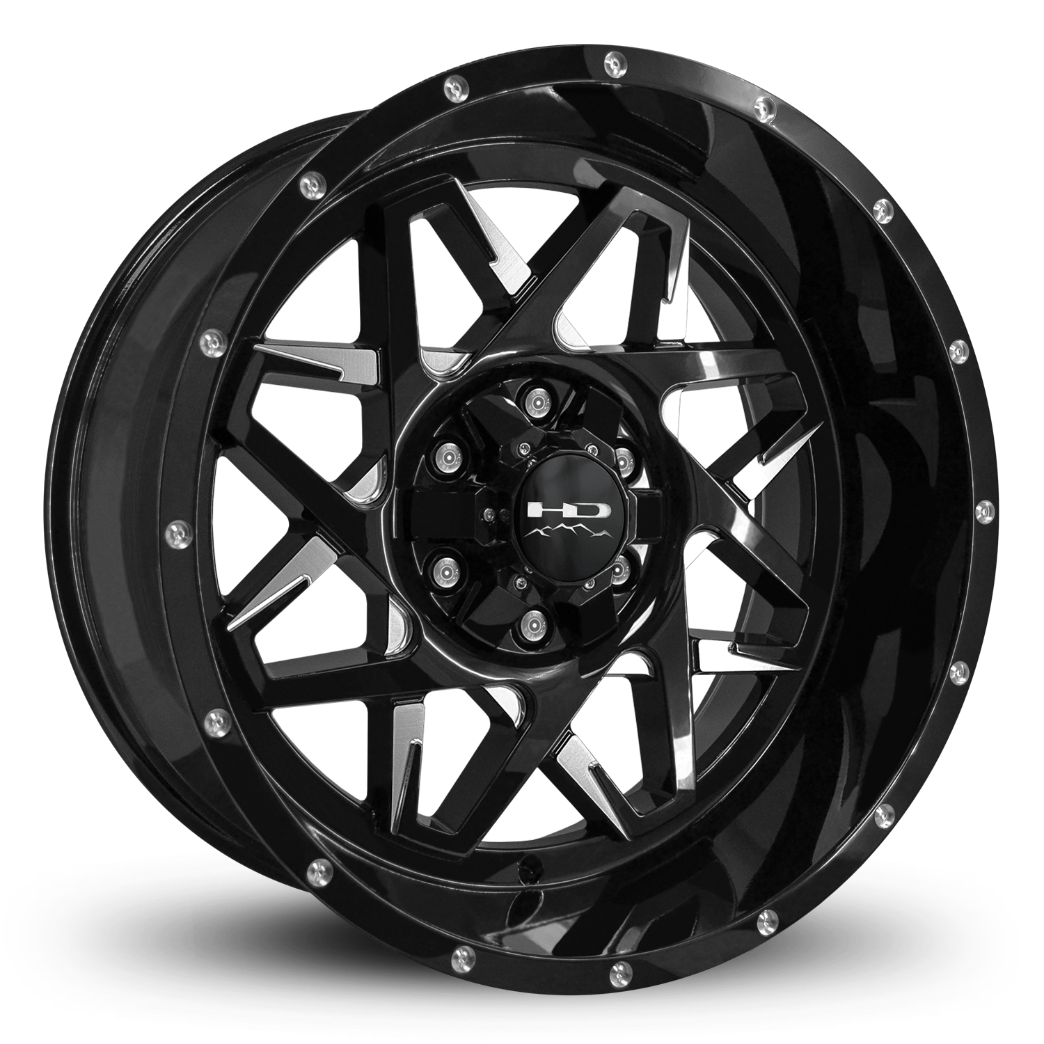 HD Offroad Caliber 20x10 -25 6x135/6x139.7mm 106.2mm Gloss Black/Milled Face