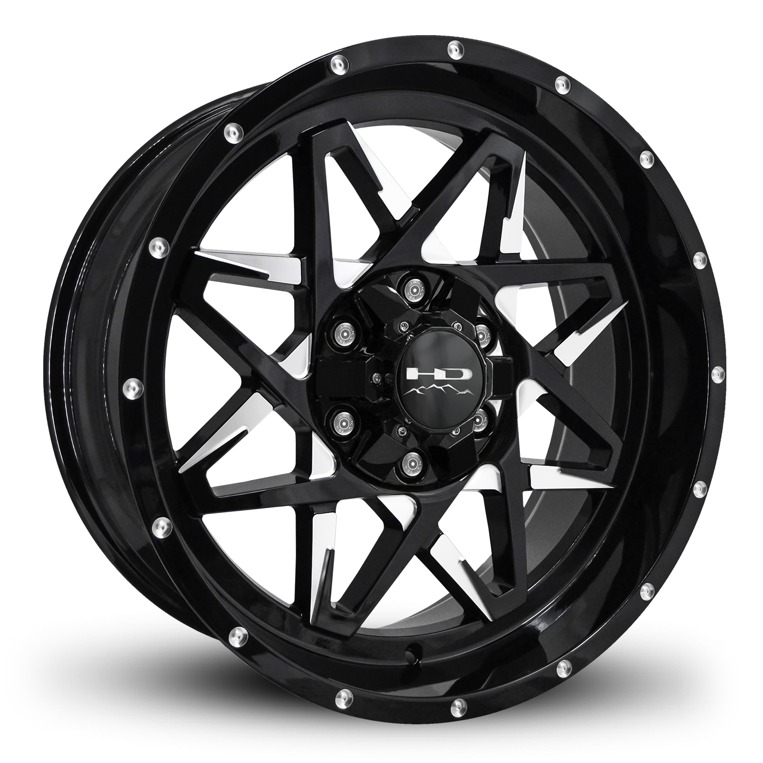 HD Offroad Caliber 20x9 -10 6x135/6x139.7mm 106.2mm Gloss Black/Milled Face