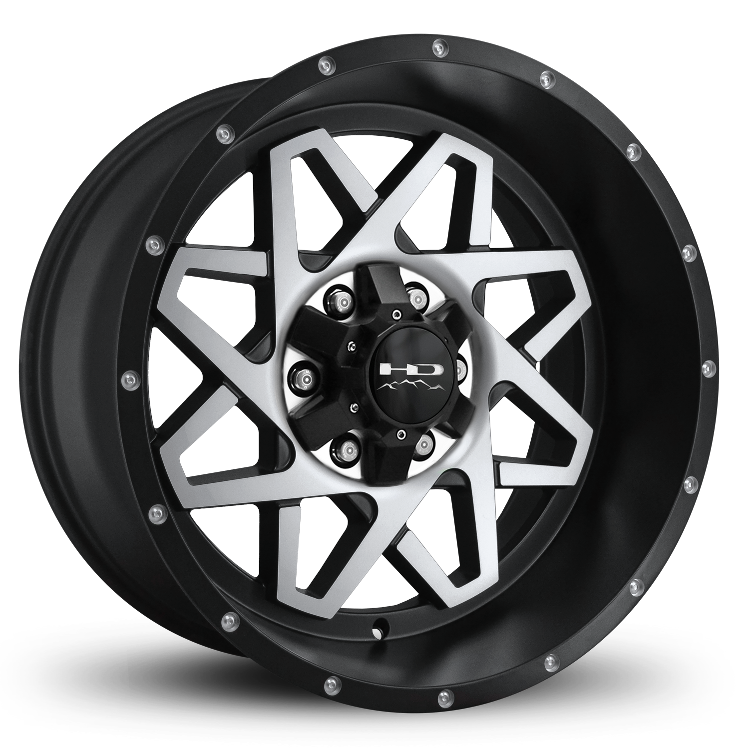 HD Offroad Gridlock 20x10 -25 6x135/6x139.7mm 106.2mm Satin Black/Machined Face