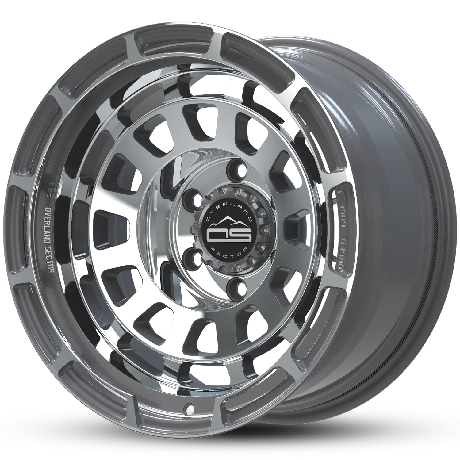 Overland Sector Badlander Forged 17x9 -12 6x139.7mm 106.1mm Gloss Gun Metal Machined Face